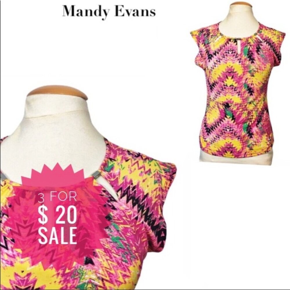 Mandy Evans colorful top Sz M